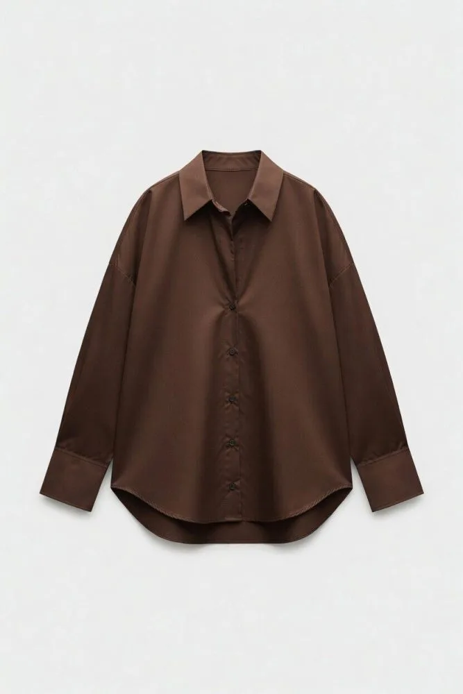 COFFE BROWN BUTTON DOWN SHIRT