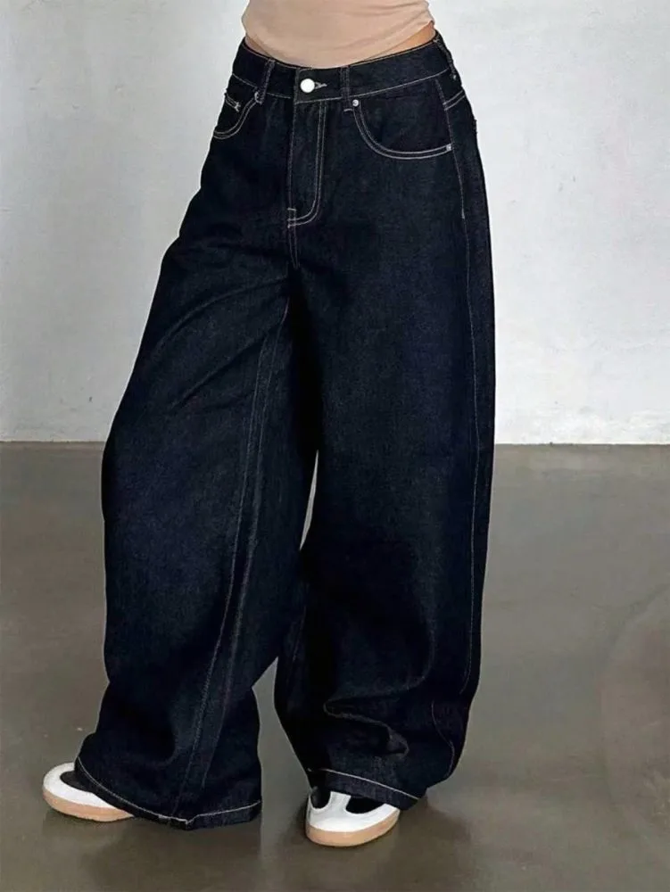UNISEX NEAVY BLUE BAGGY JEANS
